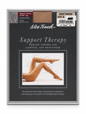 Nice Touch Support Therapy size B  Leg Toning Control Top Pantyhose Driftwood